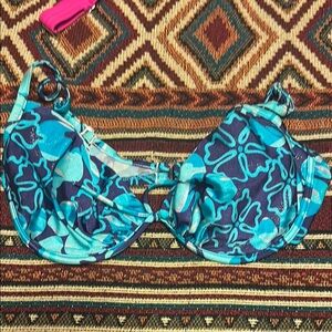 Blue Floral Bikini Top